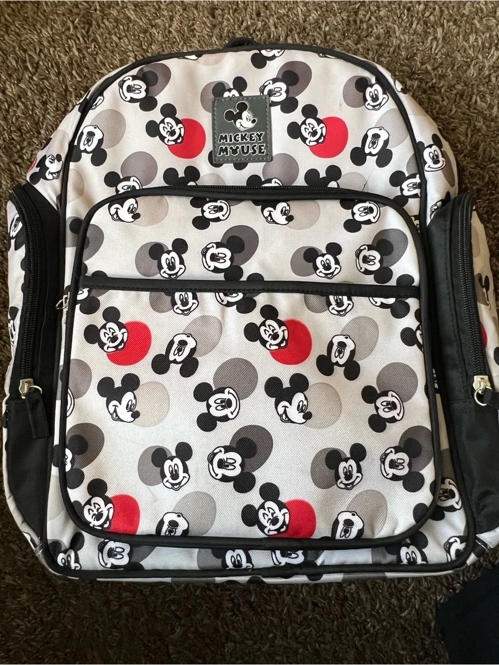 Disney Mickey Mouse Kids Backpack - Black, Gray & Red